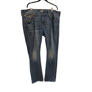 True Religion Men's Size 38 Ricky Relaxed Strait Made In USA Thick Stitch Preown